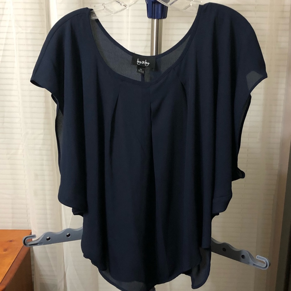 Navy sheer polyester blouse size XL